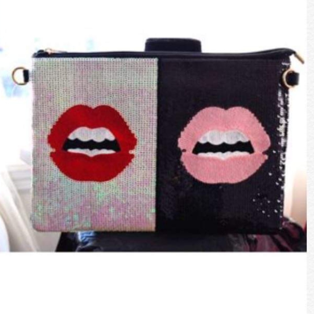 Sequin Red & Pink Lips Clutch / Shoulder